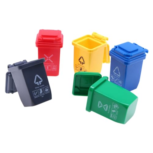 HEALSOPTHY 5 Stück Puppenhaus-Mini-Mülleimer-Modellzubehör Miniatur-Mülltonne Puppenhaus-Mülleimer Miniatures puppenhauszubehör scheibengardinen Mülltonne sortieren Puppenhausverzierung von HEALSOPTHY