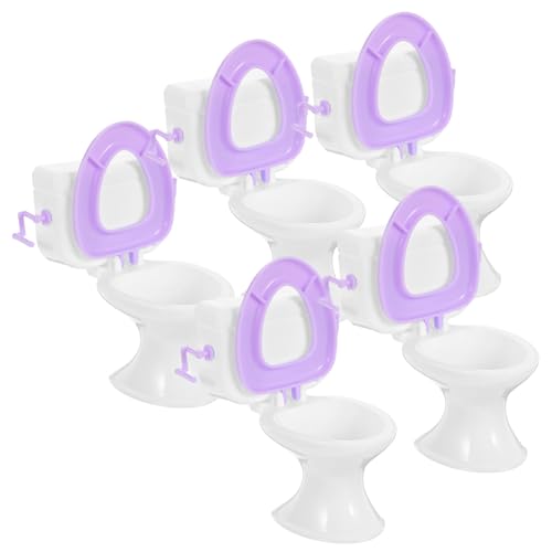 HEALSOPTHY Zarte Mini-toiletten Für Puppenhäuser Set Mit Badezimmersitzen Aus Kunststoff Miniatur-wohndekor von HEALSOPTHY