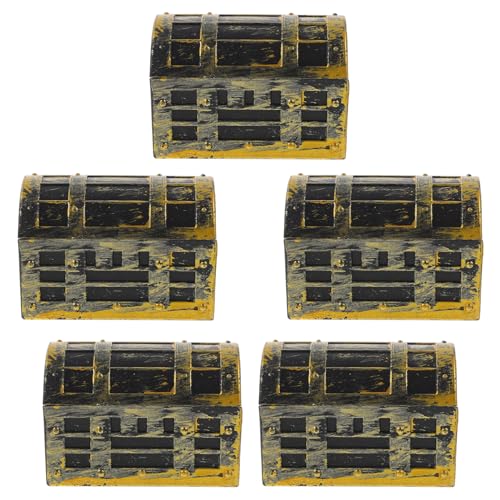 HEALSOPTHY 5 Stück Schatztruhe Miniatur Spielzeugaufbewahrung für Mädchen Dekorationen Lagerung Miniaturen wohnaccessoires bastelmaterial Miniatur-Puppenhauszubehör Puppenmöbel Abs Golden von HEALSOPTHY
