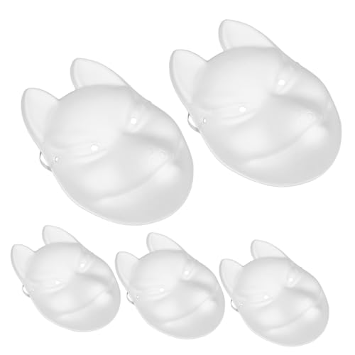 HEALSOPTHY 5 Stück Teiliges DIY Fuchs Papiermaske Unbemalte Weiße Tiermasken zum Bemalen Leichte Bastelmasken aus Sicherem Papier für Halloween Fasching und Kreative Kunstprojekte von HEALSOPTHY