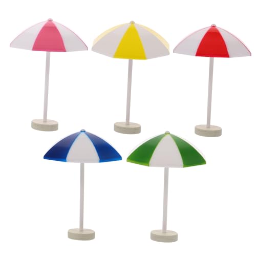 HEALSOPTHY 5 Stück Teiliges Mini Sonnenschirm aus Flexiblem Bunte Micro Landscape Dekoration Realistische Strand und Gartenornamente für DIY Aquarium Bonsai Miniaturgärten von HEALSOPTHY