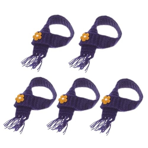 HEALSOPTHY 5 Stück Teiliges Miniatur Strickschal für Puppen Dekorativer Verstellbarer Wollschal in Klassischem für Flaschen Dosen und Kleine Accessoires von HEALSOPTHY