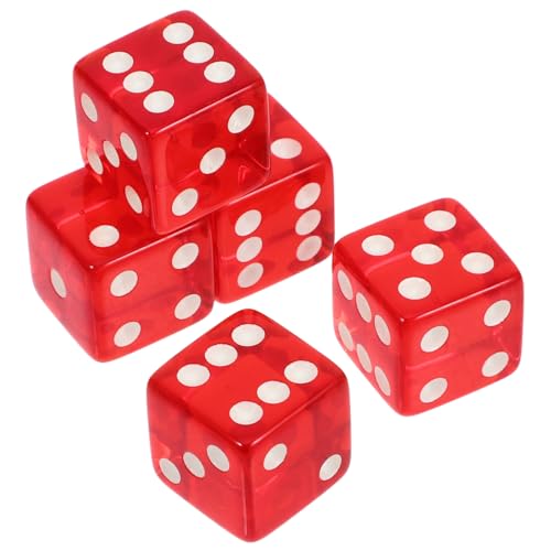 HEALSOPTHY 5 Stück Teiliges Rote Transparente Würfel Leichte Spielwürfel für Brettspiele Partydekorationen und Spielrequisiten Kompakt und Einfach zu Transportieren von HEALSOPTHY