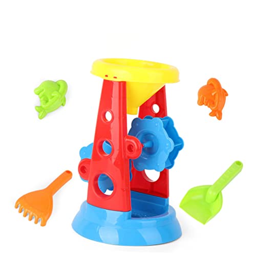 HEALSOPTHY 5 Stück Teiliges Set Kunststoff Strandspielzeug mit Sandbucket und Sanduhr für Freien und Strandspiele Fördert Kreatives und Interaktion von HEALSOPTHY