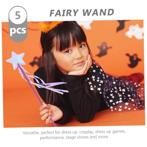 HEALSOPTHY 5 Stück Teiliges Stern Feenstab für Junge Mädchen Leicht und Langlebig mit Quasten Design als Geburtstagsgeschenk Party und Cosplay Zubehör von HEALSOPTHY