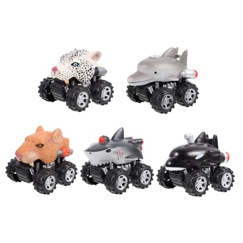 HEALSOPTHY 5 Stück Tier Trägheitsauto Kinderspielzeug Pädagogisches Autospielzeug Rückziehauto Rückziehfahrzeug Autospielzeug Für Reibungsbetriebenes Autospielzeug Bruchsicheres von HEALSOPTHY