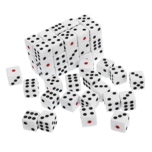 HEALSOPTHY 50 Stück Acryl Würfel Rotpunktierte Spielwürfel Leicht Tragbar für Brettspiele und Glücksspiel Zubehör Kompakt Langlebig von HEALSOPTHY