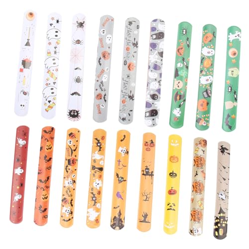 HEALSOPTHY 50 Stück Halloween Armbänder mit Bunten Motiven Kreative Partyklapper für Festliche Halloween Deko für Trick Treat als und Partyzubehör von HEALSOPTHY
