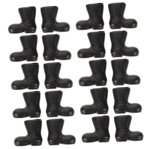 HEALSOPTHY 50 Stück Mini -Schuhe Minischuhe Dorf Puppenschuhe Form Puppe dekorative Schuhe Miniatur-Schuhverzierungen Mini-Boot-Verzierungen Stiefel Plastik Schwarz von HEALSOPTHY