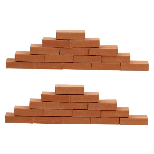 HEALSOPTHY 50 Stück Mini-Steine Winziges Ziegelmodell Miniatur-Ziegel-Ornament Mini-gartenziegel Kleiner Miniaturstein Miniatur-wandziegel Miniatur-ziegeldekor Feengarten Ziegel Ton Rot von HEALSOPTHY