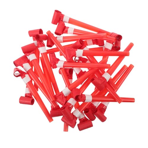 HEALSOPTHY 50 Stück Party Blowouts Rot Kindergeburtstag Tröten mit Pfeifen Kreative Spielzeuge für Vielseitige Blasinstrumente für Geburtstag Hochzeit und Festlichkeiten von HEALSOPTHY