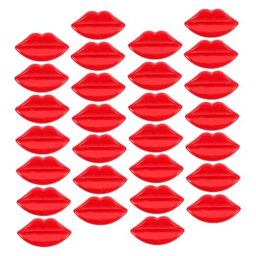 HEALSOPTHY 50 Stück Puppengesichtsmerkmale Zubehör Anzug Austauschbare Knöpfe Bastelknöpfe Zierknöpfe Lippenform Knöpfe Deko Kleiderknöpfe Puppenlippen Dekoration Rot Kunststoff von HEALSOPTHY