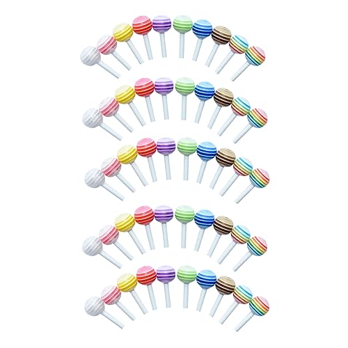 HEALSOPTHY 50 Stück Teiliges Bunte Plastik Mini Lutscher Deko Realistische Miniatur Lollipop Modelle Leichte Hausdekorations Accessoires Langlebig und Detailreich für DIY und Zufällige Farbe von HEALSOPTHY