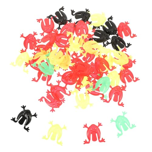 HEALSOPTHY 50 Stück Teiliges Hüpf Frosch Kunststoff Bunte Leicht Drückbare Cartoon froschfiguren Lustige Sprungspielzeuge für Party Lernspielzeug von HEALSOPTHY