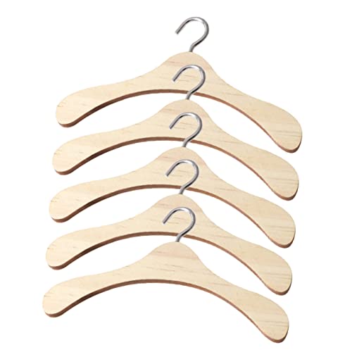 HEALSOPTHY 5Stücke Holz Kleiderbügel für Puppen Hochwertige Holzpuppen Aufhänger Langlebig und Praktisch Zubehör für Puppenhaus Perfektes von HEALSOPTHY