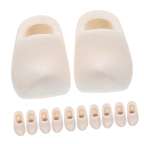HEALSOPTHY 6 Paare Miniatur Holzschuhe für Puppenhaus Unbemalte Niederländische Clogs DIY Basteln Blanko Holzschuhe für Dollhouse Dekoration Mikro Landschaft Zubehör von HEALSOPTHY