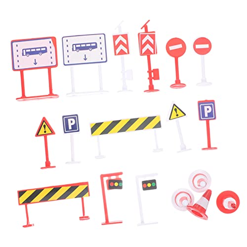 HEALSOPTHY 6 Sätze Straßensperre Verkehrszeichen Zeichen Parkschranken Straßenschilder Für Sandtisch Baumaterial Simulation Verkehrszeichen Barrikade Mini-straßendekore Abs von HEALSOPTHY