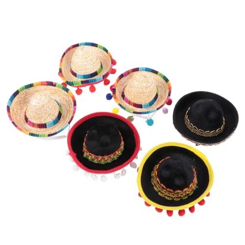 HEALSOPTHY 6 Stück 6 teiliges Mini Sombrero Stirnband Mexikanischer Hut Leichtes Material Unverformbar Vielseitig Für Mexikanische Themenfeste Geburtstag Fasching von HEALSOPTHY