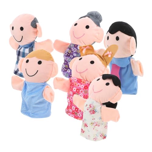 HEALSOPTHY 6 Stück Handpuppen Familie Teilig Set aus Weichem Stoff Gestaltete Familienmitglieder Puppen für Vielseitig für Theater Geschichten Kindergarten und Familientheater von HEALSOPTHY