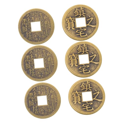 HEALSOPTHY 6 Stück Messing Münzen Chinesische Feng Shui Münzen Antik Stil DIY Anhänger Dekoratives Glücksbringer Zubehör für Basteln und Wohnkultur von HEALSOPTHY