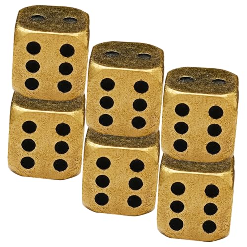 HEALSOPTHY 6 Stück Messing Würfel mit Abgerundeten Ecken Solide Kleine Würfel für Brettspiele Party und DIY Spiele Langlebige Dekoration und Spielzubehör von HEALSOPTHY