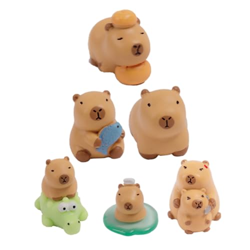 HEALSOPTHY 6 Stück Mikro Landschafts Capybara Figur Miniatur Landschaftsdekoration Mini Capybara Figuren Spielset Capybara Tischdekoration Capybara Actionfigur Capybara Kunstharz von HEALSOPTHY