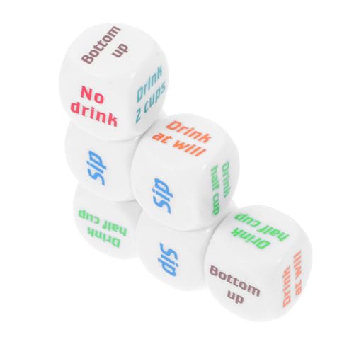 HEALSOPTHY 6 Stück Teiliges Acryl Trinkwürfel Partyspiele Einzigartiges Alkoholspiel für Bachelorette Bars und Ktv Robustes Würfelspiel mit Einfachem Regelwerk für Gesellige Trinkrunden von HEALSOPTHY