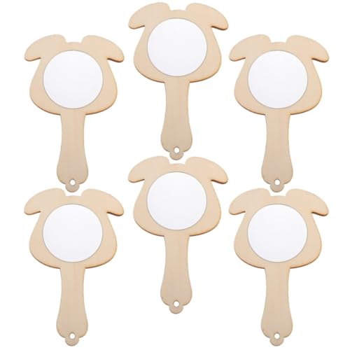 HEALSOPTHY 6 Stück Teiliges DIY Holzspiegel für Handspiegel Basteln mit Mini Spiegeln zum Bemalen und Dekorieren Kreatives Bastelspielzeug für Mädchen und Jungen von HEALSOPTHY