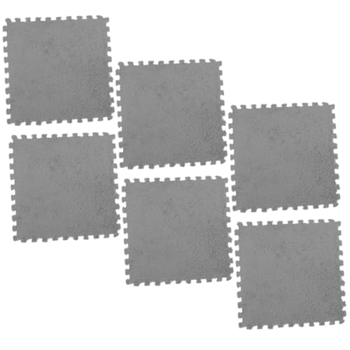 HEALSOPTHY 6 Stück Teiliges Graue Eva Puzzlematte mit Weichem Plüschbezug rutschfeste Krabbel und Spielmatte für Schadstofffreie Bodenschutzmatte Vielseitig als Sitz oder Tatamipolster im von HEALSOPTHY