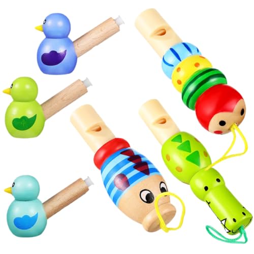 HEALSOPTHY 6 Stück Teiliges Holzpfeifen mit Bunten Tiermotiven Kindgerechte Musikinstrumente aus Langlebigem Holz und PVC Leichte Partyspielzeuge für Kindergeburtstag und Musikalische von HEALSOPTHY