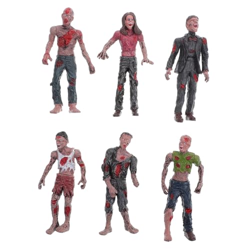 HEALSOPTHY 6 Stück Teiliges Kunststoff Zombie Figuren Mini Horror Puppen für Halloween Party Requisiten Gruselige Dekorationen für Streichspiele und Themenveranstaltungen von HEALSOPTHY