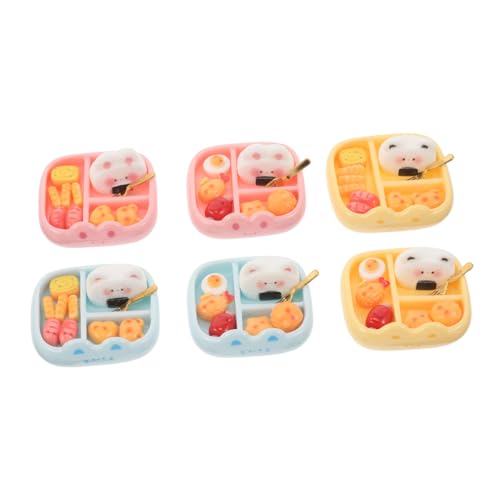 HEALSOPTHY 6 Stück Teiliges Miniatur Japanisches Essensmodell aus Resin Detailreiche Miniatur Bento Boxen Vielseitig für Puppenhausdekoration und Micro Szene Gestaltung von HEALSOPTHY