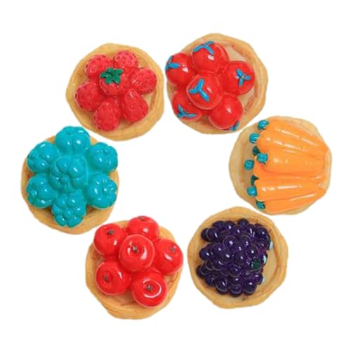 HEALSOPTHY 6 Stück Teiliges Miniatur Obstkorb aus Harz Realistische Puppenhaus Dekoration mit Feiner Verarbeitung Lebensechte Mini Früchte und Gemüse Cartoon Design für Miniaturlandschaften von HEALSOPTHY