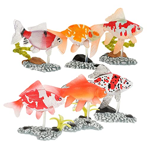 HEALSOPTHY 6 Stück Teiliges Niedlicher Figuren Dekorative Fische für Schreibtisch Aquarium und Kinderzimmer Realistische Kunstfisch Modelle mit Sockel Kreativität und des von HEALSOPTHY