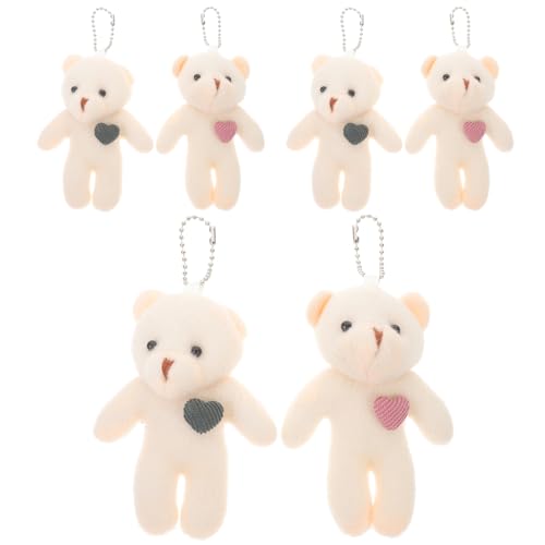 HEALSOPTHY 6 Stück Teiliges Plüsch Tier Schlüsselanhänger Niedliche Mini bären als Rucksack Taschenanhänger Weiche Kuscheltier deko für Schlüssel Handtaschen und Kindergeschenke Farbenfrohe von HEALSOPTHY