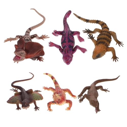 HEALSOPTHY 6 Stück Teiliges Realistisches Eidechsen Modellset Leichte Langlebige Reptilienfiguren aus Sicherem Material Pädagogisches für Lernzwecke Detailgetreue Nachbildung Lebensechter von HEALSOPTHY