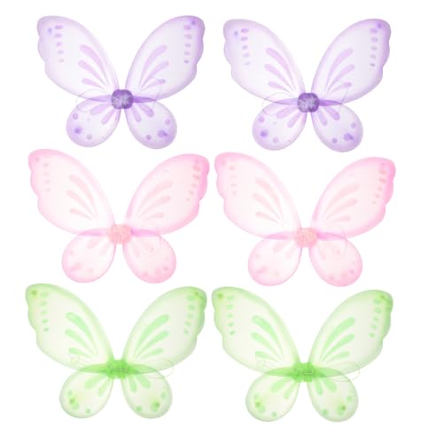 HEALSOPTHY 6 Stück Teiliges Schmetterlingsflügel Cosplay Leichtes Nylon Flügel für Kostümfest Karneval Bühnenauftritt mit Zarten Farben für Mädchen Party Verkleidung von HEALSOPTHY