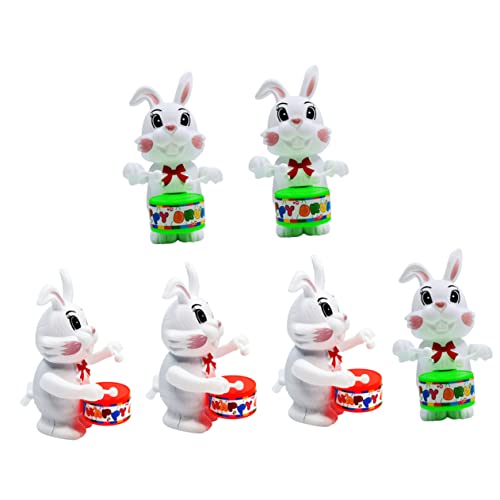 HEALSOPTHY 6 Stück Trommelndes Kaninchen Kinderspielzeug Kaninchenförmiges Kaninchen Uhrwerk Desktop Aufziehfigur Kaninchenpuppe Schmuck Kreatives Kinderspielzeug Aufziehspielzeug von HEALSOPTHY