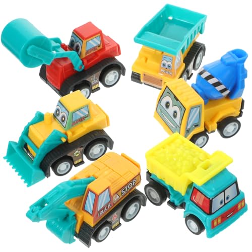 HEALSOPTHY 6 Stück puppenwagen kinderspielzeug Auto - -Bauarbeiter Pull-Back Spielzeugautos Trägheitsauto- Cartoon- -Push-Auto Plastik Blue von HEALSOPTHY