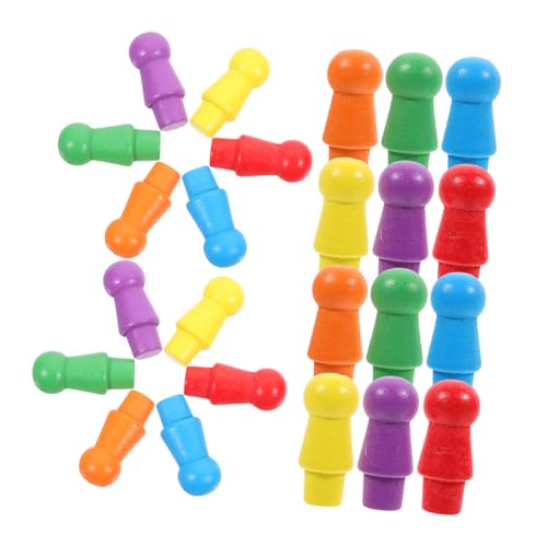 HEALSOPTHY 60 Stück Teiliges Buntes Holz Sprungschach Spielzubehör Kleine Farbige Spielfiguren mit Glatter Oberfläche Langlebige Holz Schachsteine für Unterhaltungsspiel und Lernaktivitäten von HEALSOPTHY