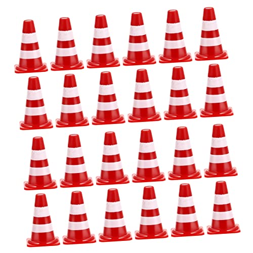 HEALSOPTHY 60 Stück Teiliges Verkehrszeichen Spielset Lernspielzeug Simulation Road Cone Traffic Roadblock Miniatur Baustellenhütchen Leichte Kompakte für Verkehrserziehung und Partydeko von HEALSOPTHY