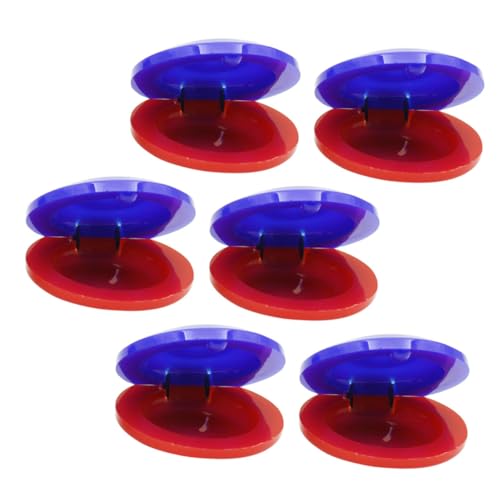 HEALSOPTHY 6Stücke Farbige Castanets für Musikinstrumente für Frühe Musikbildung Schlaginstrumente Rot und Blau für Rhythmisches und Kreative von HEALSOPTHY