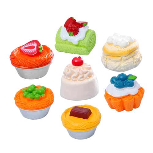 HEALSOPTHY 7stücke Realistische Miniaturkuchen Winzige Kuchendekorationen Aus Harz Für Puppenhaus Simulationskuchen Zur Ausstellung Gefälschte Kuchen Realistische Lebensmittelrequisiten von HEALSOPTHY