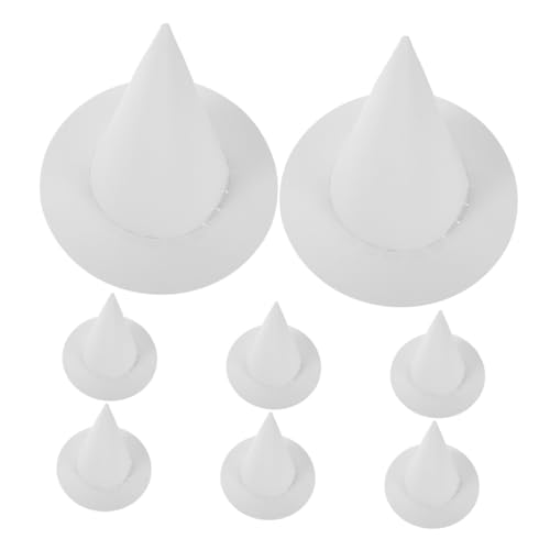 HEALSOPTHY 8 Stück Hexenhüte Weißer Papierhut zum Bemalen Bastelset für Halloween Party DIY Kreative Kindergroße Hexenhüte Kunst und Dekorationszubehör von HEALSOPTHY