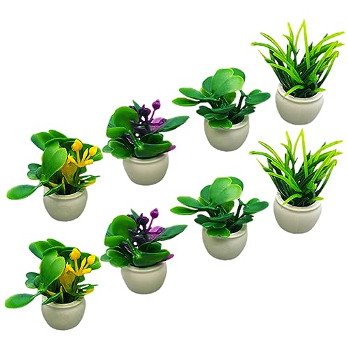HEALSOPTHY 8 Stück Kleine Pflanzentöpfe Töpfe drinnen künstliche zimmerpflanzen kunstpflanze Micro Plants künstliche Pflanzen Dekoration winzige Dinge Tafelaufsätze für das Esszimmer Plastik von HEALSOPTHY