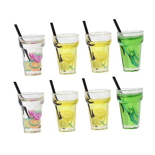 HEALSOPTHY Puppenhaus Mini Obst Tee Set Harz Saft Tee Puppenhaus Zubehör Miniatur Dekorationen von HEALSOPTHY