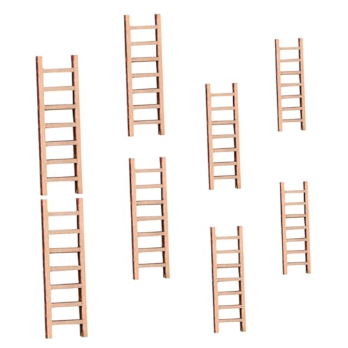 HEALSOPTHY 8 Stück Miniatur Holzleiter Naturbelassenes Puppenhaus Zubehör Stabile Realistische Mini Leitern für Mikrolandschaften und Bastelprojekte von HEALSOPTHY
