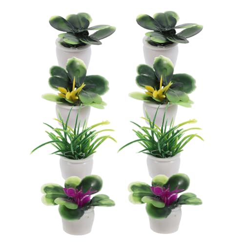 HEALSOPTHY 8 Stück Miniatur Puppenhaus Pflanzen Mini Bonsai Kunstpflanzen Miniatur Topfpflanzen Puppenhaus Dekoration für Zuhause Büro Garten von HEALSOPTHY