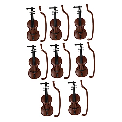 HEALSOPTHY 8 Stück Puppenhaus-Geige Mini- - Mini-instrumentenmodell Mini-hausgeige Feines Geigenhandwerk Musikinstrumentenmodell Geigenmodell Aus Kunststoff Kleine Geige Brown Plastik von HEALSOPTHY