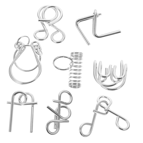 HEALSOPTHY 8 Stück Teiliges Metall Unlocking Toy Gehirntrainer Puzzle Cleveres Knobelspiel zur Konzentrationsförderung Fördert Analytische Fähigkeiten für Erwachsene und Spielerisch Fokus von HEALSOPTHY